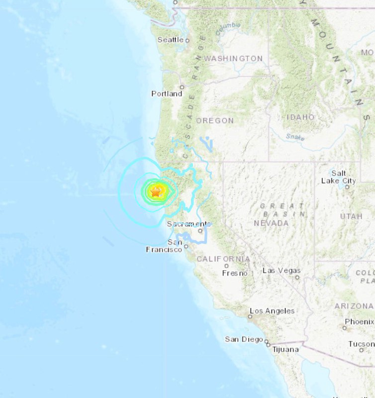 北京时间12月20日18时34分，美国加利福尼亚州北部沿岸近海发生6.4级地震，震源深度16.1千米