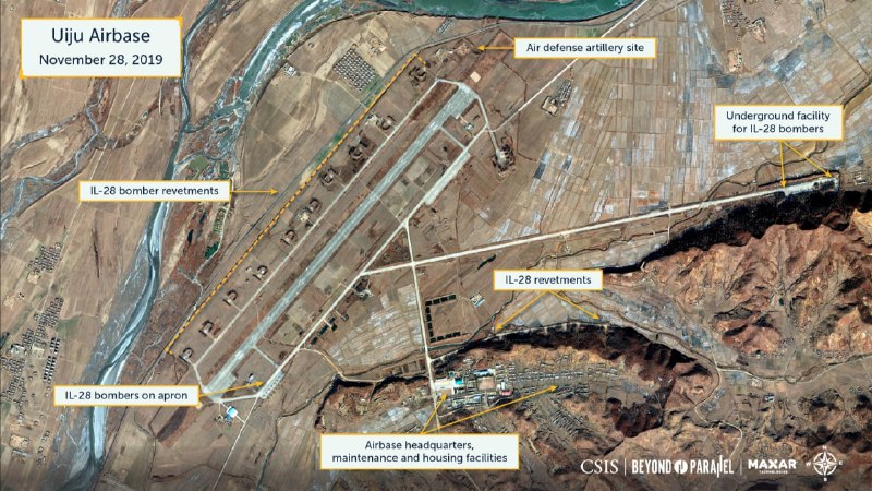 卫星图像显示，朝鲜正将义州一处空军基地改建为集装箱消杀场，为恢复朝中铁路运输提供条件