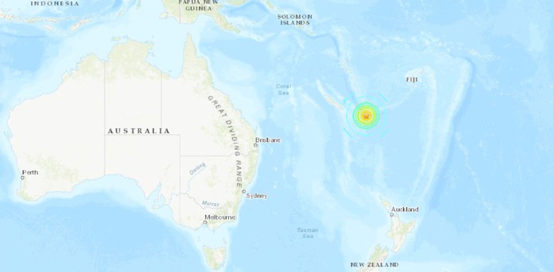 南太平洋新喀里多尼亚附近海域19日发生7.7级地震