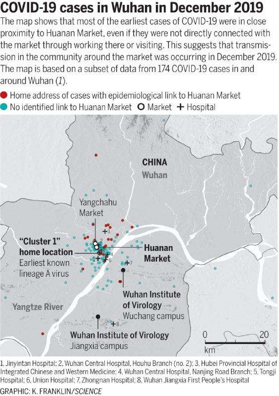 亚利桑那大学教授Michael Worobey在Science发表观点文章，分析2019冬武汉的早期新型肺炎病例