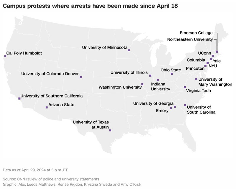美国高校亲巴勒斯坦抗议活动持续